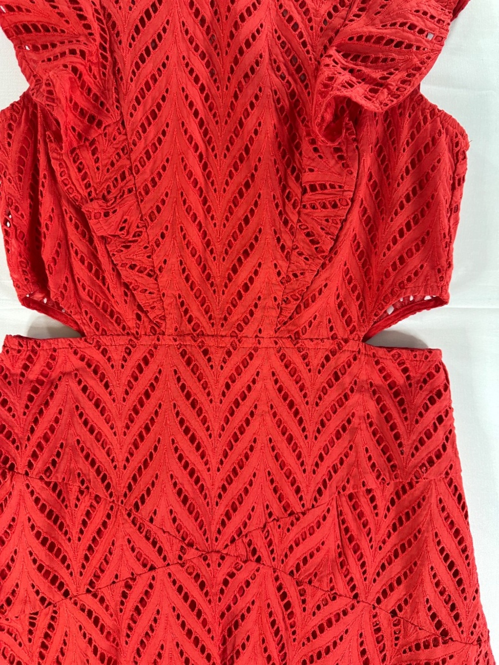 Bardot Red Eyelet Ruffle Cutout Fit & Flare Mini Dress US 6 - Picture 13 of 16